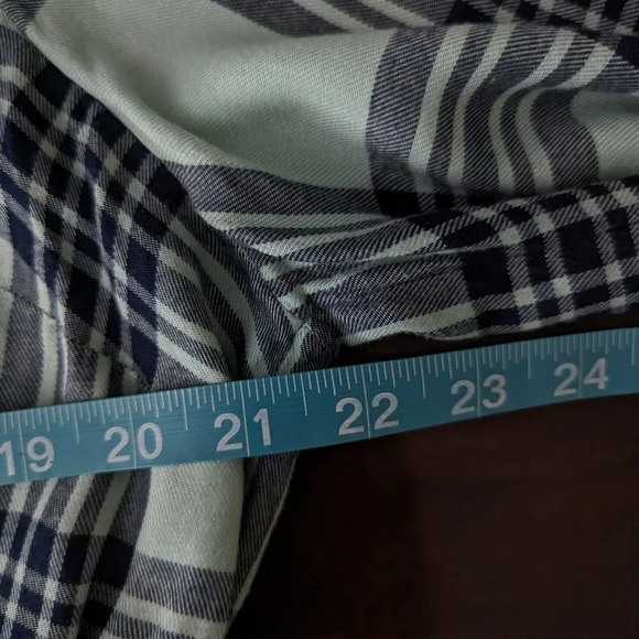 Lane Bryant Blue Plaid/Flannel Cinched Waist dress top size 14 - Picture 6 of 11
